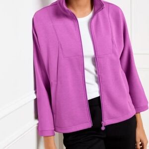 NWT "T" by Talbots AirKnit Stretch Dolman Sleeves Full‎ Zip Athleisure MP